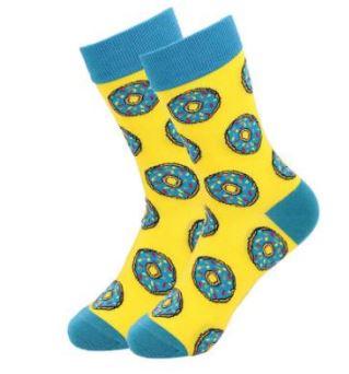 SF193 Yellow Blue Donut Socks - Iris Fashion Jewelry