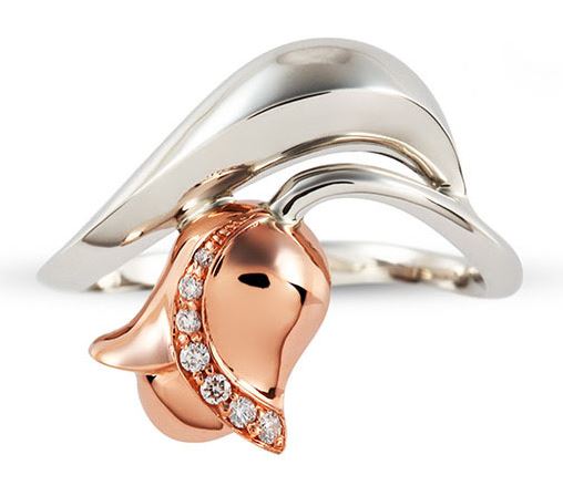 R308 Silver Rose Gold Rose Ring - Iris Fashion Jewelry