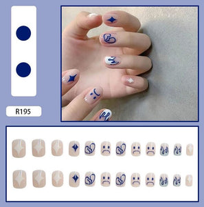 NS309 Short Square Press On Nails 24 Pieces R195 - Iris Fashion Jewelry