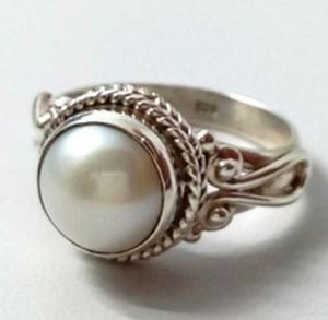 R298 Silver Pearl Ring - Iris Fashion Jewelry
