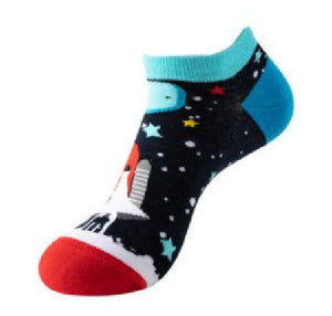 SF398 Black Rocket Ship Low Cut Socks - Iris Fashion Jewelry