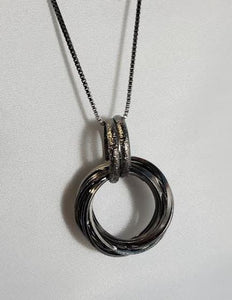 AZ1420 Gun Metal Hoop Necklace with FREE Earrings