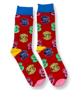 SF712 Red Colorful Dollar Sign Socks - Iris Fashion Jewelry