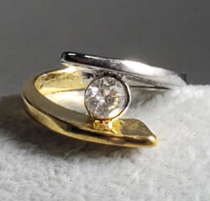 R88 Silver & Gold Single Rhinestone Ring - Iris Fashion Jewelry