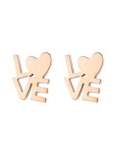 E589 Small Rose Gold Love Earrings - Iris Fashion Jewelry