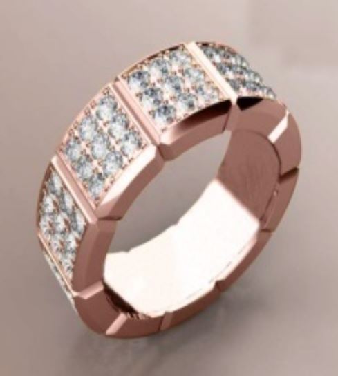 R373 Rose Gold Round Rhinestone Band Ring - Iris Fashion Jewelry