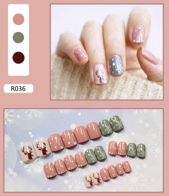 NS293 Short Square Press On Nails 24 Pieces R036 - Iris Fashion Jewelry
