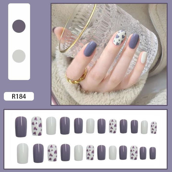 NS315 Long Square Press On Nails 24 Pieces R184 - Iris Fashion Jewelry