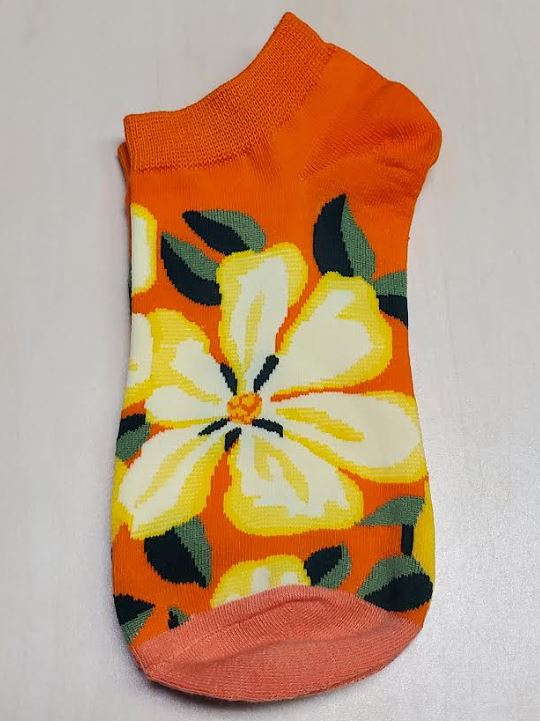 SF137 Orange Floral Low Cut Socks - Iris Fashion Jewelry