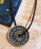 N1754 Silver Viking Design Leather Cord Necklace with FREE EARRINGS