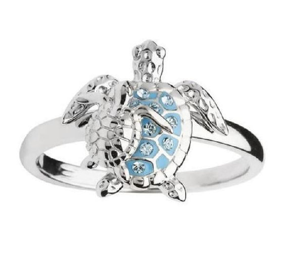 R717 Silver Crystal Rhinestone Turtle Ring - Iris Fashion Jewelry