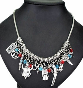 AZ414 Silver Charm Chain Necklace with Free Earrings SUPER VALUE!