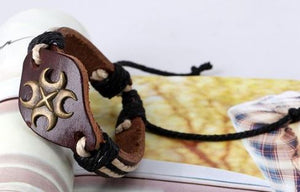 B515 Brown Leather 4 Moon Bracelet - Iris Fashion Jewelry