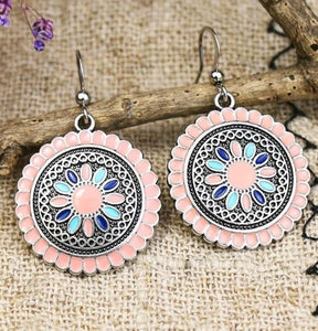 E546 Silver Mauve Baked Enamel Earrings