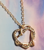 N875 Rose Gold Intertwined Hearts Crystal Rhinestone Necklace with FREE EARRINGS - Iris Fashion Jewelry