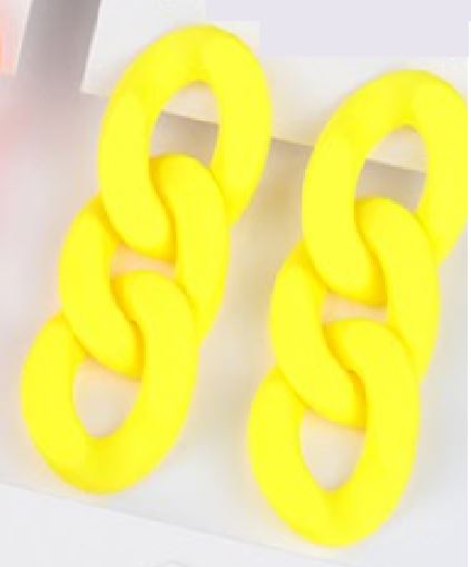 E1948 Yellow Chain Link Earrings - Iris Fashion Jewelry