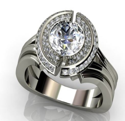 R372 Silver Round Rhinestone Ring - Iris Fashion Jewelry