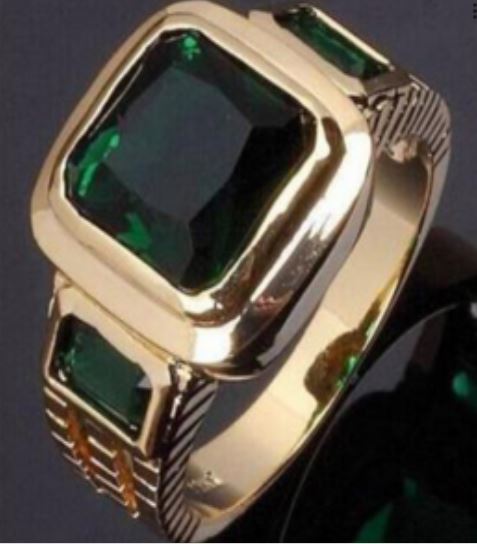R328 Gold Green Gemstone Ring - Iris Fashion Jewelry