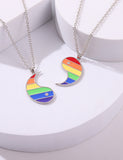 N981 Silver Rainbow Yin Yang Friendship Necklace with FREE Earrings (2 NECKLACES) - Iris Fashion Jewelry