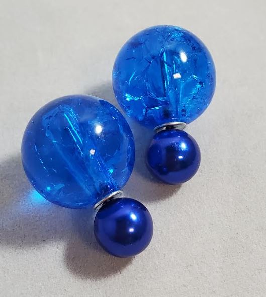 AZ1103 Royal Blue Ice Breaker Double Ball Earrings