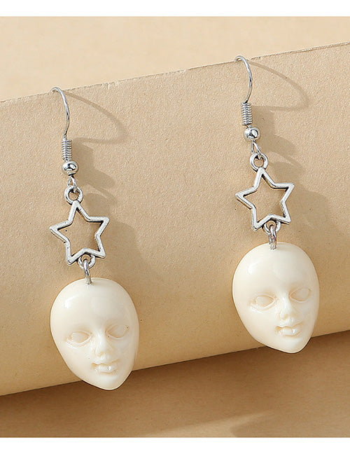 E581 Silver Mask Star Earrings - Iris Fashion Jewelry