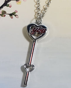 AZ430 Silver Heart Key Necklace with FREE EARRINGS