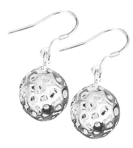 E337 Silver Round Cage with Gem Earrings