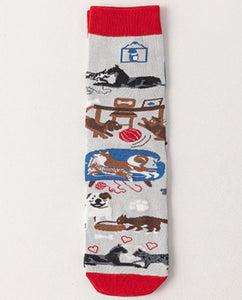 SF559 Gray Cats & Dogs Socks - Iris Fashion Jewelry