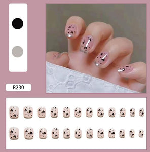 NS332 Short Square Press On Nails 24 Pieces R230 - Iris Fashion Jewelry