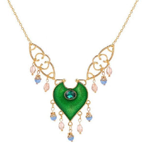 AZ309 Gold Green Baked Enamel Necklace with FREE EARRINGS