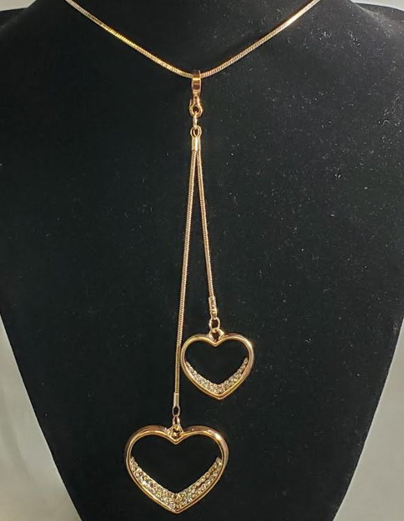 AZ578 Rose Gold Rhinestone Heart Necklace with FREE Earrings