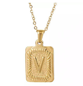 AZ867 Gold Letter V Necklace with FREE EARRINGS