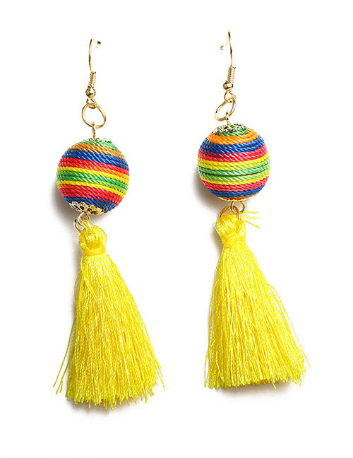 E45 Gold Colorful Yellow Tassel Earrings - Iris Fashion Jewelry