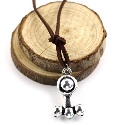 AZ907 Silver Pendant on Leather Cord Necklace with FREE EARRINGS