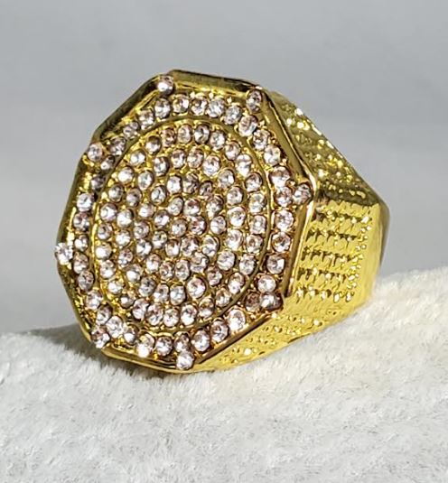 R696 Gold Multi Rhinestone Ring - Iris Fashion Jewelry