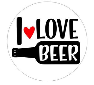 ST-R6248 I Love Beer 3" Round Sticker