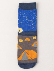 SF1237 Blue Camping Theme Socks - Iris Fashion Jewelry