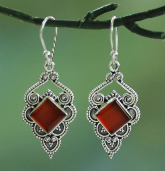 E1000 Silver Red Gem Earrings - Iris Fashion Jewelry