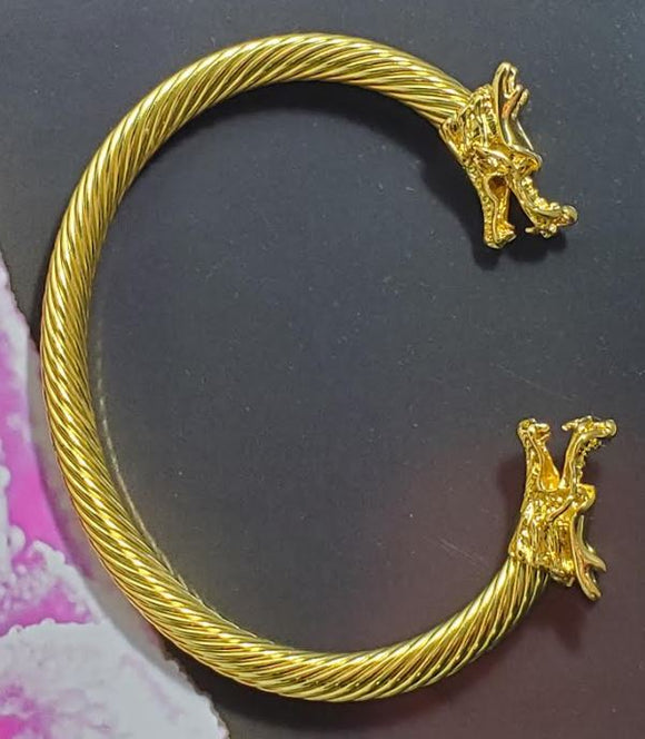 B1317 Gold Dragon Cuff Bracelet