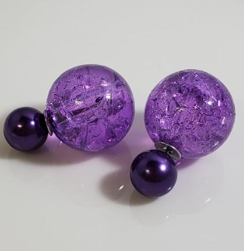 AZ1445 Purple Ice Breaker Double Ball Earrings