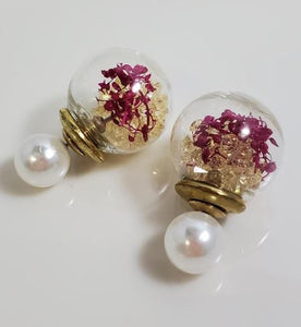 AZ1308 Pearl Vine Gem Filled Ball Earrings