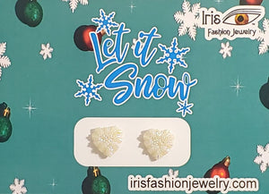 CX01 Let It Snow Glitter Heart Earrings on Gift Card