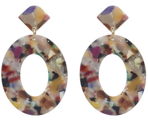 E1946 Multi Color Oval Acrylic Earrings - Iris Fashion Jewelry