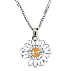 AZ1072 Silver Daisy Flower Lightning Bolt Necklace with Free Earrings