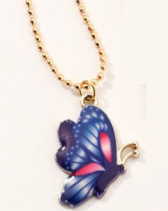 L408 Gold Purple Butterfly Necklace FREE EARRINGS - Iris Fashion Jewelry