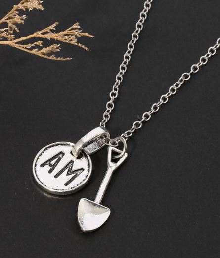 AZ771 Silver Garden Shovel Necklace with FREE EARRINGS