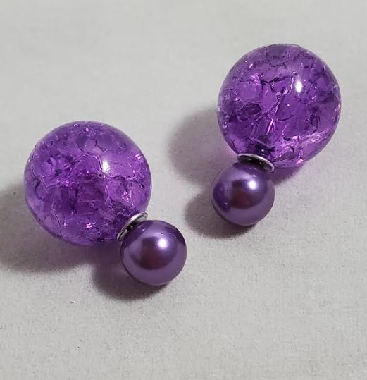 AZ1102 Purple Ice Breaker Double Ball Earrings
