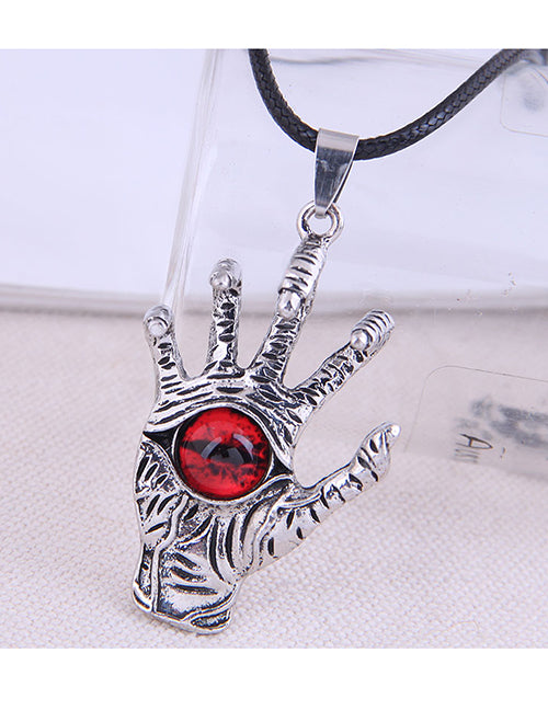 N1055 Silver Hand Red Eye Necklace - Iris Fashion Jewelry
