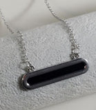 AZ09 Silver Black Horizontal Necklace with Free Earrings - Iris Fashion Jewelry