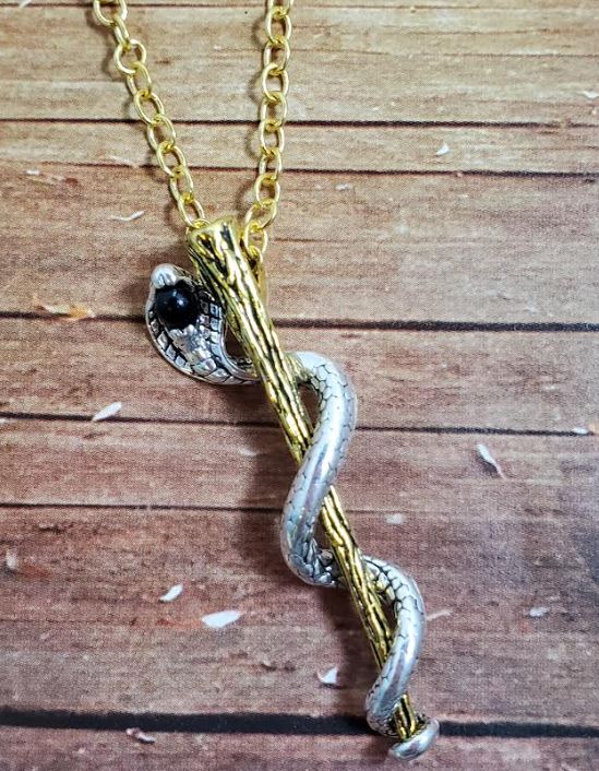 AZ912 Gold & Silver Climbing Cobra Snake Necklace with FREE EARRINGS